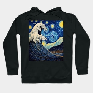 Great Wave off Kanagawa with Starry Nights van Gogh Hoodie
